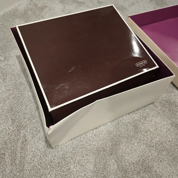 Coach Brown Suede Tote Bag With Blue Stitching - Picture 3 of 6